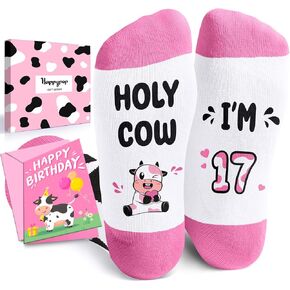 HAPPYPOP 17th Year Old Birthday Gifts for Girls - Socks for Teen Girls Boys Age 17, 17 Yr Old Gift Ideas, 17 Birthday Gifts