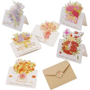 Flower Cards Elegant Gold Foil stereoscopic Floral Design Blank Greeting Cards 5.3x3.9,18 Pack Flower Gift Note Cards Bulk Box Set with Envelopes&Stickers