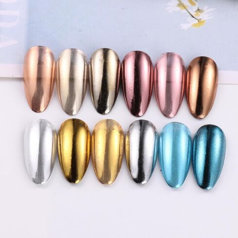 6 Grid Pearl Chrome Nail Powder, Iridescent Aurora Powder Metallic Mirror Effect Pigment Pearlescent Mermaid Pigment Pearl Glitter Dust Kit, Nail Art Decoration, Resin Craft (03_Moonlight) in Kuwait