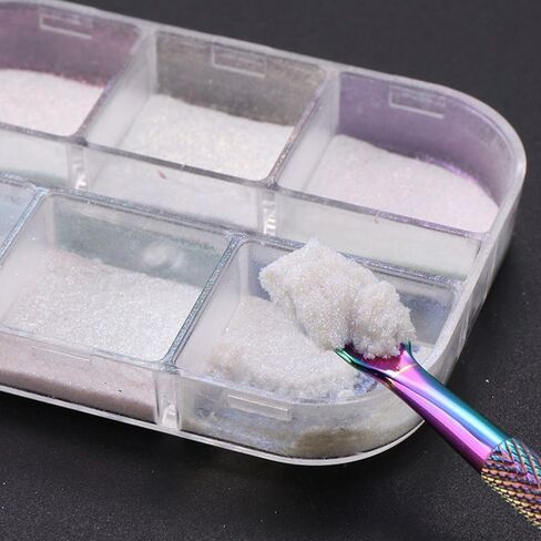6 Grid Pearl Chrome Nail Powder, Iridescent Aurora Powder Metallic Mirror Effect Pigment Pearlescent Mermaid Pigment Pearl Glitter Dust Kit, Nail Art Decoration, Resin Craft (03_Moonlight) in Kuwait