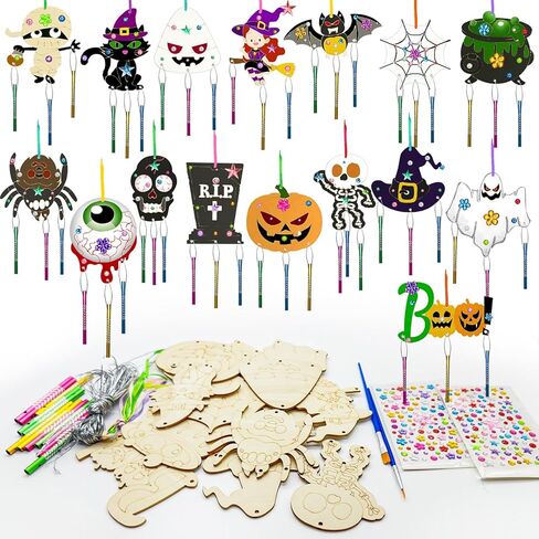 16 Pack Thanksgiving Party Favors,Fall Turkey Wind Chime Craft Kit,Autumn Harvest Party Wooden Arts DIY Coloring Craft for Kindergarten Fiesta Fall Thanksgiving Party Art Activity Supplies(Turkey) in Kuwait