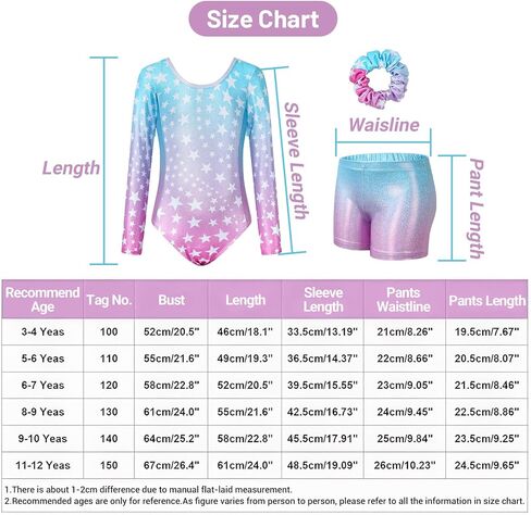 JiAmy Gymnastics Leotards for Girls Cross Back, Long Sleeve Sparkly Dance Biketards with Shorts Ballet Outfit for 3-12 Years in Saudi Arabia
