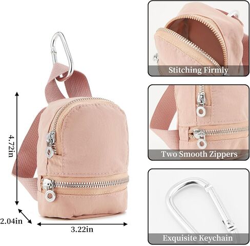 WOZEAH Mini Backpack Keychain for Women,Small Change Pouch Coin Purse with Zipper for Key Card Lipstick Headset Cosmetics Bag（N Pink） in Kuwait