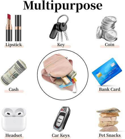 WOZEAH Mini Backpack Keychain for Women,Small Change Pouch Coin Purse with Zipper for Key Card Lipstick Headset Cosmetics Bag（N Pink） in Kuwait