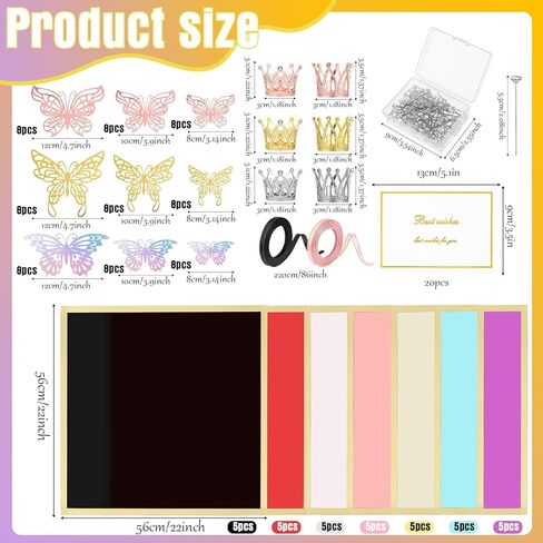 GGSTDDUP 235 قطعة من إكسسوارات باقة الزهور، 35 ورق تغليف الباقة، 6 تيجان ديكورات، 72 ديكور فراشة، 100 دبوس زهرة، 20 بطاقة هدايا وشريطين لحفلات الزفاف وأعياد الميلاد والتخرج in Kuwait