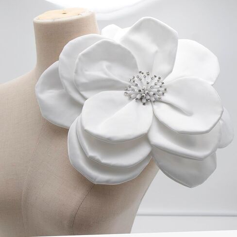 Big 3D Floral Lace Appliques Beaded flower Hairwear Beautiful Lace Patches Brooch Pin Dress Blouse Dress Hat Decoration(Black) in Saudi Arabia