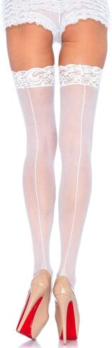 Leg Avenue Women's Sheer Lace Top Thigh High Stockings with Backseam in Saudi Arabia