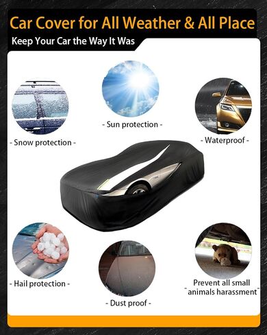 Sedan Car Cover Waterproof All Weather Custom Fit for Civic/Corolla Full Exterior Heavy Duty Car Covers Snow Hail Protector Car Cover Sun Uv Protection Outdoor/Indoor Car Cover with Zipper in Saudi Arabia