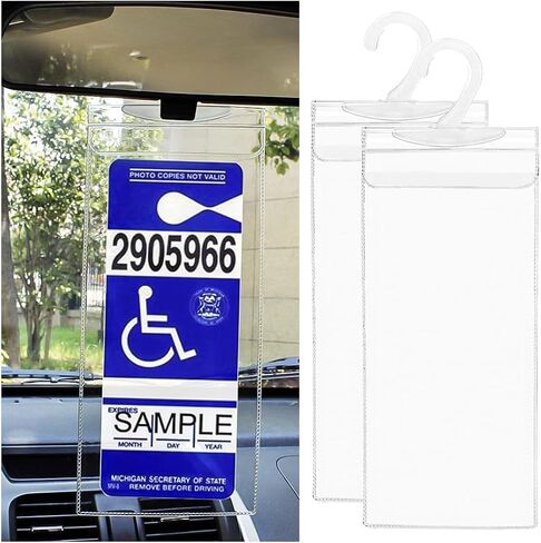 Handicap Placard Holder, Ultra Transparent Disabled Parking Placard Protector, Car Disabled Permit Protective Cover with Large Hanger, Universal Interior Car Accessories in Saudi Arabia