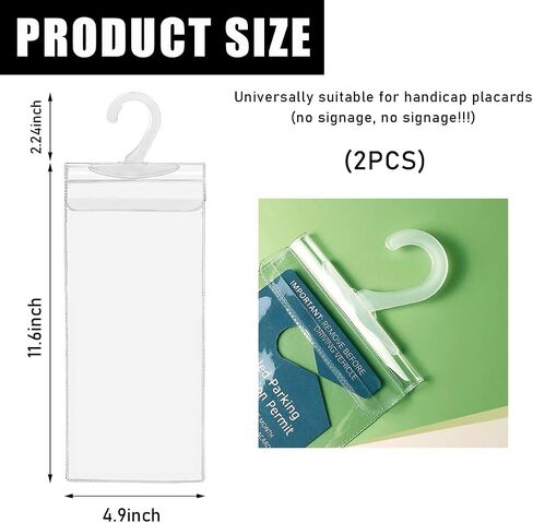 Handicap Placard Holder, Ultra Transparent Disabled Parking Placard Protector, Car Disabled Permit Protective Cover with Large Hanger, Universal Interior Car Accessories in Saudi Arabia