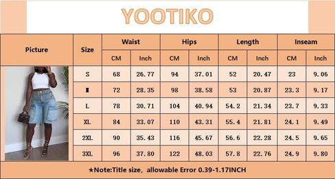 YOOTIKO Womens Bermuda Jean Shorts High Waisted Ripped Pocket Summer Denim Cargo Shorts Streetwear in Saudi Arabia