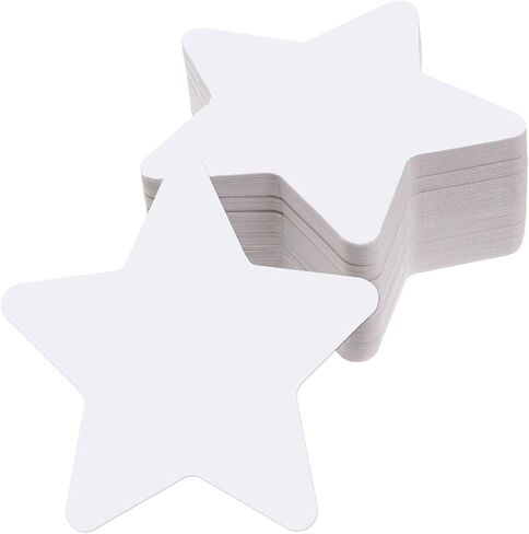 MixTeach 200 Pcs White Star Cutouts 4 Inch Paper Star Shapes Die Cut White Double Sided Paper Star Classroom Decoration for Bulletin Board DIY Kids School Craft Projects Party Wall Decoration in Saudi Arabia