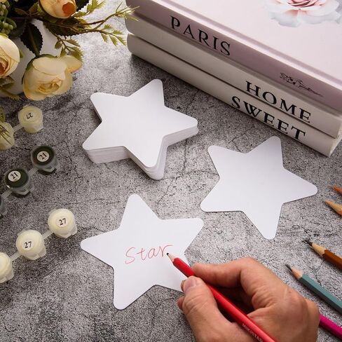 MixTeach 200 Pcs White Star Cutouts 4 Inch Paper Star Shapes Die Cut White Double Sided Paper Star Classroom Decoration for Bulletin Board DIY Kids School Craft Projects Party Wall Decoration in Saudi Arabia
