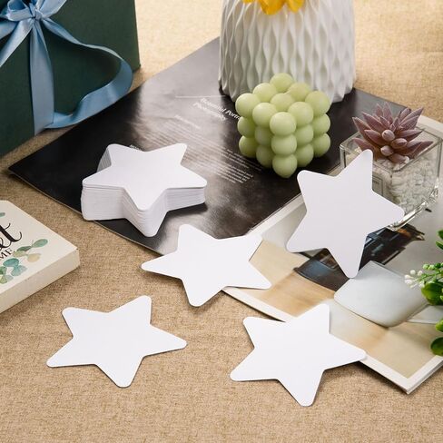MixTeach 200 Pcs White Star Cutouts 4 Inch Paper Star Shapes Die Cut White Double Sided Paper Star Classroom Decoration for Bulletin Board DIY Kids School Craft Projects Party Wall Decoration in Saudi Arabia