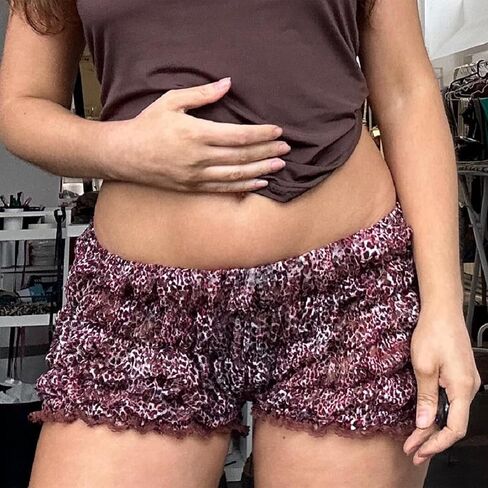 NUFIWI Women Leopard Bloomer Shorts Elastic Waist Ruffle Frill Pajamas Lounge Shorts Sexy Cheetah Print Micro Shorts Bottoms in Saudi Arabia