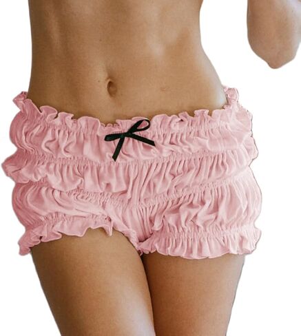 NUFIWI Women Leopard Bloomer Shorts Elastic Waist Ruffle Frill Pajamas Lounge Shorts Sexy Cheetah Print Micro Shorts Bottoms in Saudi Arabia