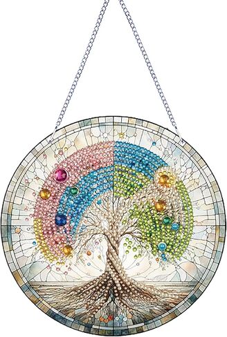 RIMILIE الماس الفن اللوحة قلادة مجموعات 5D الماس الفن اللوحة الفن شنقا عدة عيد الميلاد ثلج DIY الماس الكريستال نافذة قلادة عدة للبالغين هدية جدار ديكور المنزل in Kuwait