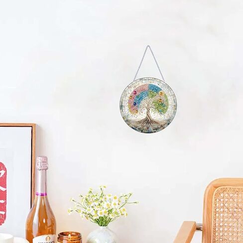 RIMILIE الماس الفن اللوحة قلادة مجموعات 5D الماس الفن اللوحة الفن شنقا عدة عيد الميلاد ثلج DIY الماس الكريستال نافذة قلادة عدة للبالغين هدية جدار ديكور المنزل in Kuwait