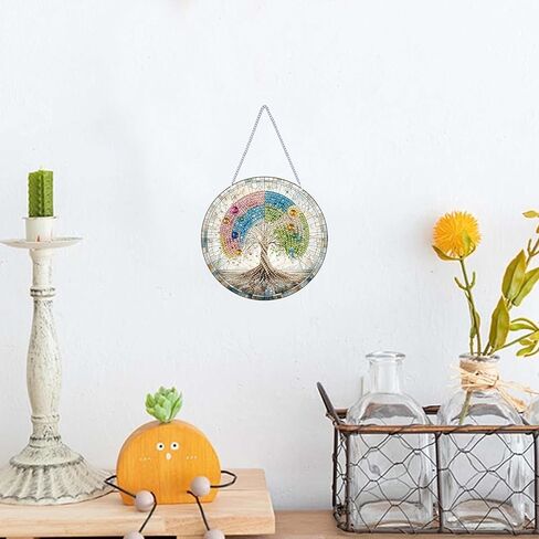 RIMILIE الماس الفن اللوحة قلادة مجموعات 5D الماس الفن اللوحة الفن شنقا عدة عيد الميلاد ثلج DIY الماس الكريستال نافذة قلادة عدة للبالغين هدية جدار ديكور المنزل in Kuwait