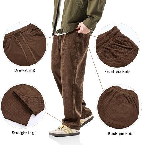 سراويل قصيرة للرجال فضفاضة واسعة الساق فضفاضة تناسب الرباط مرونة الخصر Sweatpants السراويل خمر in Kuwait
