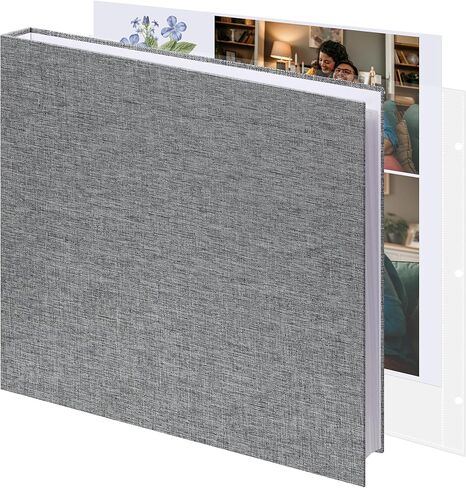 Vienrose Scrapbook 12x12 Inch Large 3 Ring Binder Photo Album, Linen Cover DIY Scrap Book with 30 Sheets Plastic Sleeves 60 Pages Blank White Inner Pages for Wedding Birthday Baby Travel Pink in Kuwait