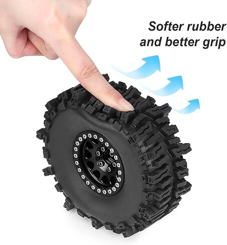 HobbyPark Soft Rubber 1/10 RC Crawler 1.9 Mud Slingers Tires 4.7inch 120mm and 1.9 Beadlocks Wheels Set for Scale RC4WD Axial SCX10 TRX4 Redcat Gen 8 Good Grip w/Foams (Black Rims) in Saudi Arabia