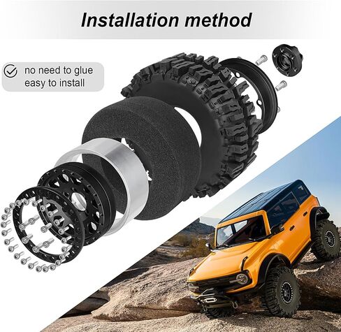HobbyPark Soft Rubber 1/10 RC Crawler 1.9 Mud Slingers Tires 4.7inch 120mm and 1.9 Beadlocks Wheels Set for Scale RC4WD Axial SCX10 TRX4 Redcat Gen 8 Good Grip w/Foams (Black Rims) in Saudi Arabia