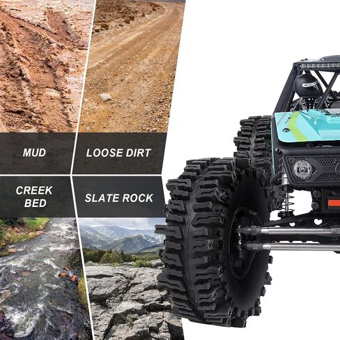 HobbyPark Soft Rubber 1/10 RC Crawler 1.9 Mud Slingers Tires 4.7inch 120mm and 1.9 Beadlocks Wheels Set for Scale RC4WD Axial SCX10 TRX4 Redcat Gen 8 Good Grip w/Foams (Black Rims) in Saudi Arabia