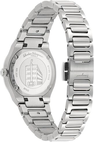 Ferragamo Elliptical Collection Luxury Womens Watch Timepiece with a Silver Bracelet Featuring a Silver Case and Black Dial, Stainless Steel in Saudi Arabia