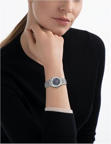 Ferragamo Elliptical Collection Luxury Womens Watch Timepiece with a Silver Bracelet Featuring a Silver Case and Black Dial, Stainless Steel in Saudi Arabia