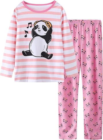 CYCHELRY Cute Cat Pajamas for Girls Size 12-18 Big Kids Long Sleeve and Pant Teens PJS Clothes Sleepwear 2PCS Set in Kuwait