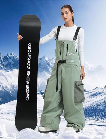 مرايل تزلج على الجليد للرجال والنساء من GSOU SNOW مرايل فضفاضة للتزلج سراويل ثلج فضفاضة ملابس شتوية معزولة مقاومة للماء in Kuwait