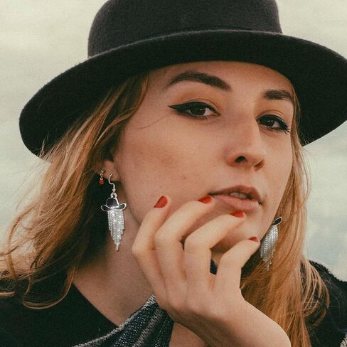 RechicGu Western Cowgirl Enamel Hat Sparkly Rhinestone Tassel Dangle Earrings Prom Country Concerts Rodeo Cowboy Outfits Jewelry Gift for Women in Saudi Arabia