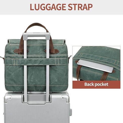 Laptop Bag for Men 15.6 Inch Messenger Bag Water-resistant Waxed Canvas Laptop Briefcase Computer Bag Shoulder Bag for Business Office Work, Dark Green in Saudi Arabia