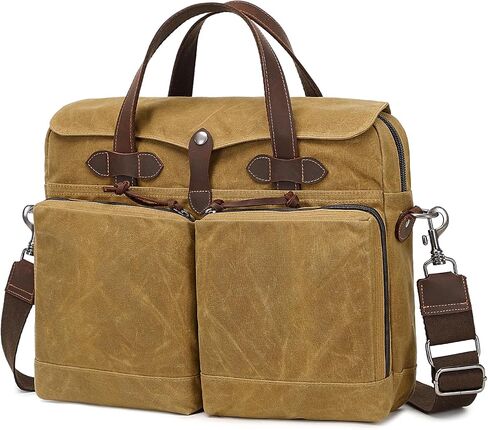 Laptop Bag for Men 15.6 Inch Messenger Bag Water-resistant Waxed Canvas Laptop Briefcase Computer Bag Shoulder Bag for Business Office Work, Dark Green in Saudi Arabia