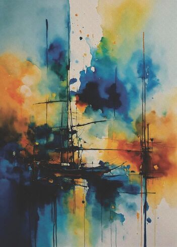 Abstract Ship 2 Rice Paper, 11.5 x 16 inch (1pc) - Mulberry Paper for Decoupage Furniture Print Crafts in Kuwait