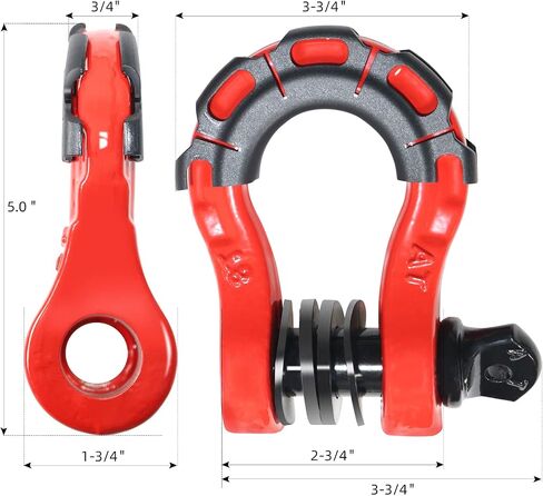 D Ring Shackles – 60,000 lbs Capacity, 3/4" D Rings Tow Shackle, 7/12" Pin & Washers – Securely Connect Tow Strap or Winch Rope for Truck in Kuwait
