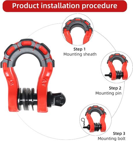 D Ring Shackles – 60,000 lbs Capacity, 3/4" D Rings Tow Shackle, 7/12" Pin & Washers – Securely Connect Tow Strap or Winch Rope for Truck in Kuwait