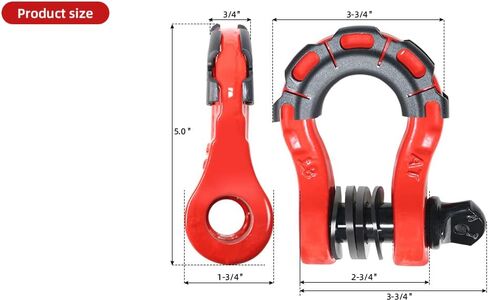 D Ring Shackles – 60,000 lbs Capacity, 3/4" D Rings Tow Shackle, 7/12" Pin & Washers – Securely Connect Tow Strap or Winch Rope for Truck in Kuwait