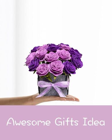 BAZIMA DIY Felt Flower Art Craft Kit,Felt Rose and Lavender Kit, Floral Gifts,Arrange Pre-Cut Felt Flowers and Foliage in Kuwait