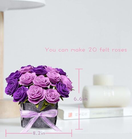 BAZIMA DIY Felt Flower Art Craft Kit,Felt Rose and Lavender Kit, Floral Gifts,Arrange Pre-Cut Felt Flowers and Foliage in Kuwait