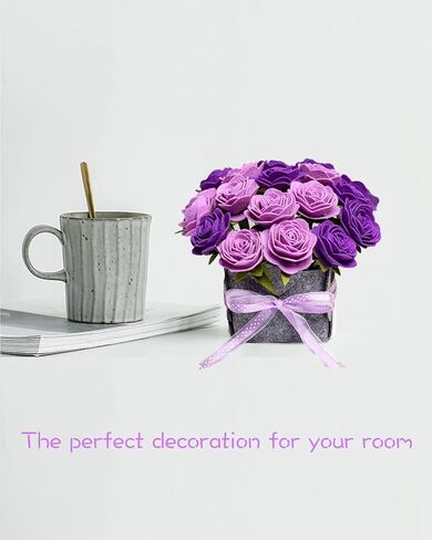 BAZIMA DIY Felt Flower Art Craft Kit,Felt Rose and Lavender Kit, Floral Gifts,Arrange Pre-Cut Felt Flowers and Foliage in Kuwait