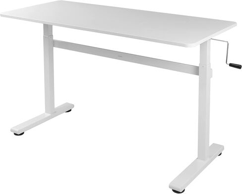 VIVO Height Adjustable 55 x 24 inch Standing Desk, Hand Crank Sit Stand Home Office Workstation with Frame and Solid One-Piece Table Top, Black, DESK-M55TB in Saudi Arabia