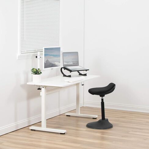 VIVO Height Adjustable 55 x 24 inch Standing Desk, Hand Crank Sit Stand Home Office Workstation with Frame and Solid One-Piece Table Top, Black, DESK-M55TB in Saudi Arabia