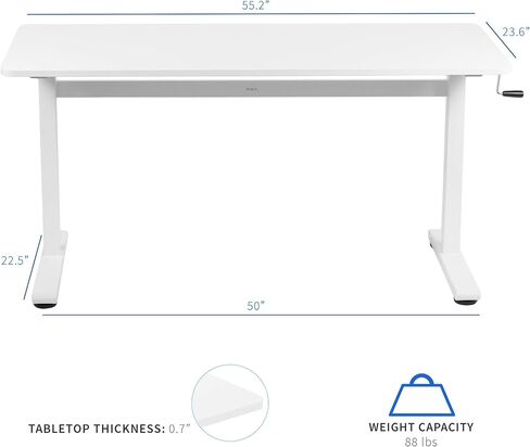 VIVO Height Adjustable 55 x 24 inch Standing Desk, Hand Crank Sit Stand Home Office Workstation with Frame and Solid One-Piece Table Top, Black, DESK-M55TB in Saudi Arabia