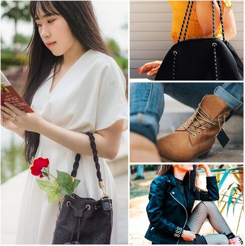 فتحات مقاس 100 × 2 مم للملابس والمصنوعات اليدوية الجلدية - حلقات لإضافة الأشرطة والأربطة والنسيج في المشاريع الفنية والخياطة - مثالية للحقائب وسجلات القصاصات وإصلاح الملابس (ذهبي وردي) in Kuwait