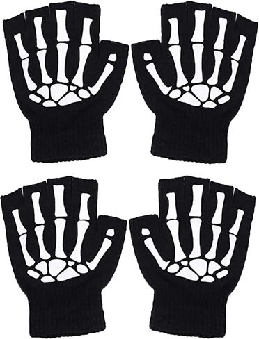 Ayhcclth Womens/Mens/Kids Full/Half Finger Skeleton Gloves Hand Warmer Knit Gloves in Saudi Arabia