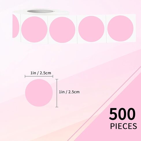 Removable Labels, 1 Inch Colored Dot Stickers, Waterproof Circle Color Stickers, Writable Garage Sale Stickers Price Tags Stickers, Suitable for Laser and Inkjet Printable (500Pcs, Pink) in Kuwait