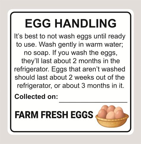 Farm Fresh Egg Handling Instruction Sticker, 2 inch, 300pcs, Kraft Paper, Brown, Removable, Easy to Write in Saudi Arabia