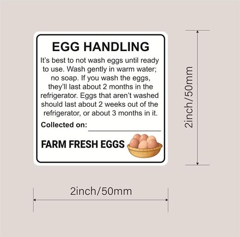 Farm Fresh Egg Handling Instruction Sticker, 2 inch, 300pcs, Kraft Paper, Brown, Removable, Easy to Write in Saudi Arabia